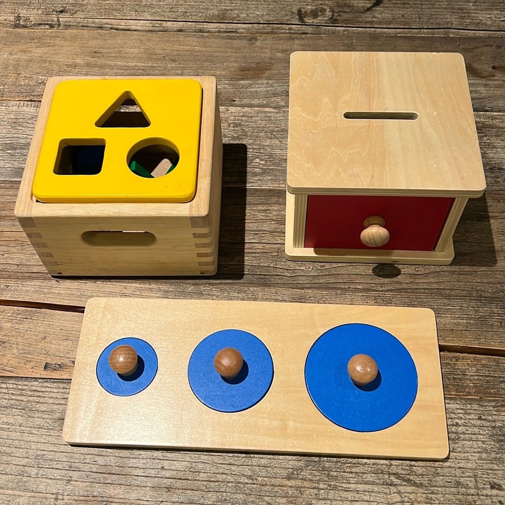 Montessori wooden Classic Coin Box Shapes and Puzzle bundle
